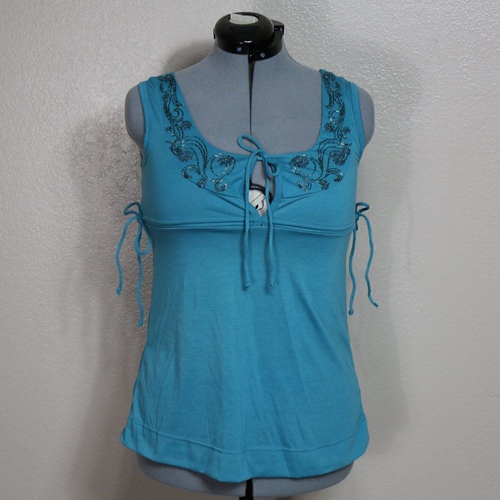 Love Rocks Tank Top Teal Beads Ties